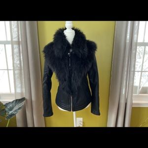 Eye catching faux leather and faux fur moto jacket
